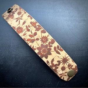 Handmade upcycled belt rustic leather and cork cuff bracelet